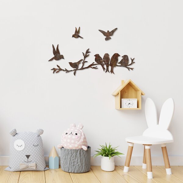 Wallity Nástěnná kovová dekorace Rusty Birds 2 vícebarevná