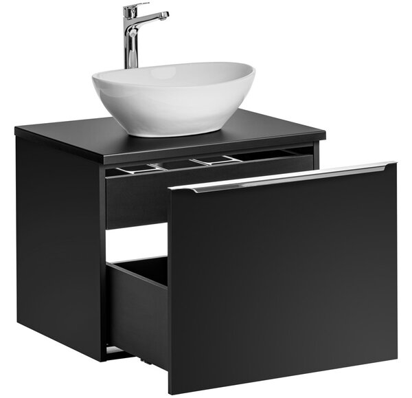 Koupelnová skříňka s umyvadlem a deskou SANTA FE Black DU60/2 | 60 cm