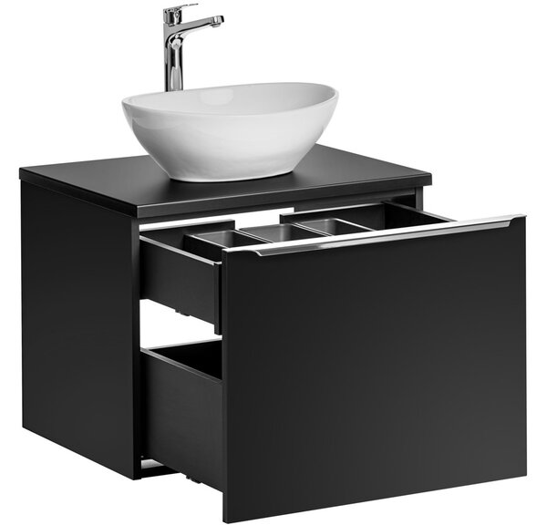 Koupelnová skříňka s umyvadlem a deskou SANTA FE Black DU60/2 | 60 cm