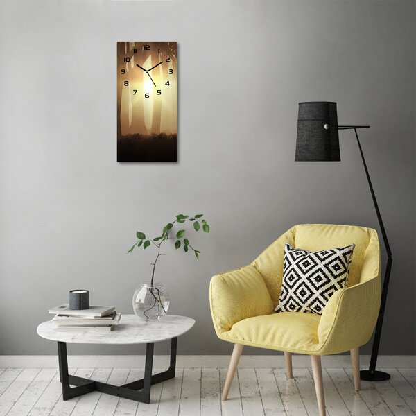 Nástěnné skleněné hodiny Mlha v lese pl_zsp_30x60_c-f_84176608