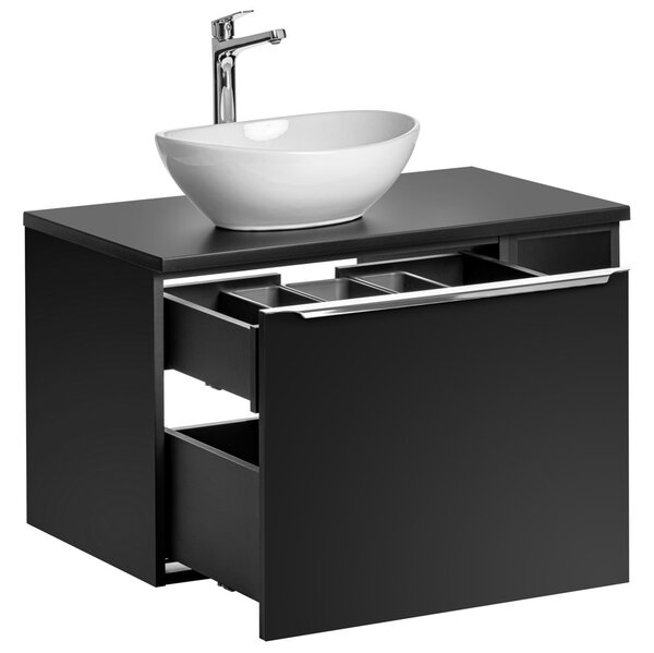 Koupelnová skříňka s umyvadlem a deskou SANTA FE Black DU80/3 | 80 cm