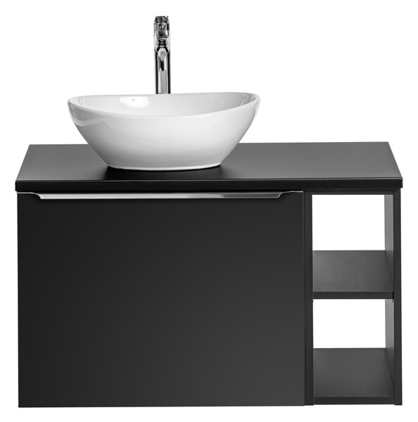 Koupelnová skříňka s umyvadlem a deskou SANTA FE Black DU80/3 | 80 cm