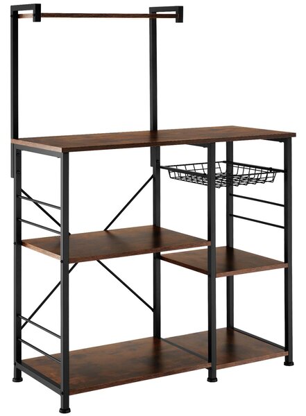 Tectake Kuchyňská police Crawley 90x40x131,5 cm - Industriální dřevo tmavé, rustikální