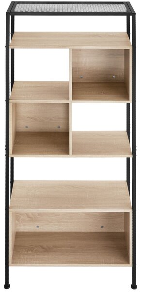 Tectake Regál Hastings 75x31x170,5cm - Industrial světlé dřevo, dub Sonoma