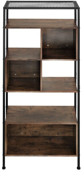Tectake Regál Hastings 75x31x170,5cm - Industriální dřevo tmavé, rustikální