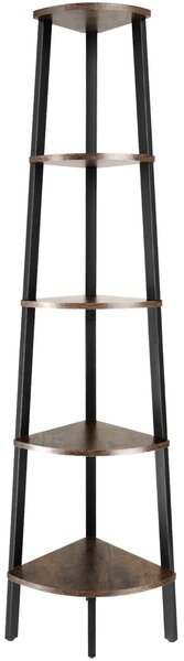 Tectake Rohový regál Portland 34x34x158,5 cm - Industriální dřevo tmavé, rustikální