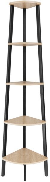 Tectake Rohový regál Portland 34x34x158,5 cm - Industrial světlé dřevo, dub Sonoma