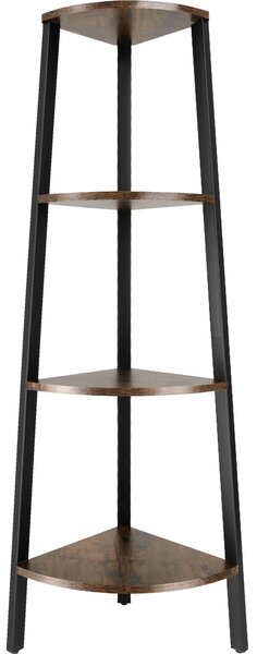 Tectake Rohový regál Newbridge 34x34x125cm - Industriální dřevo tmavé, rustikální