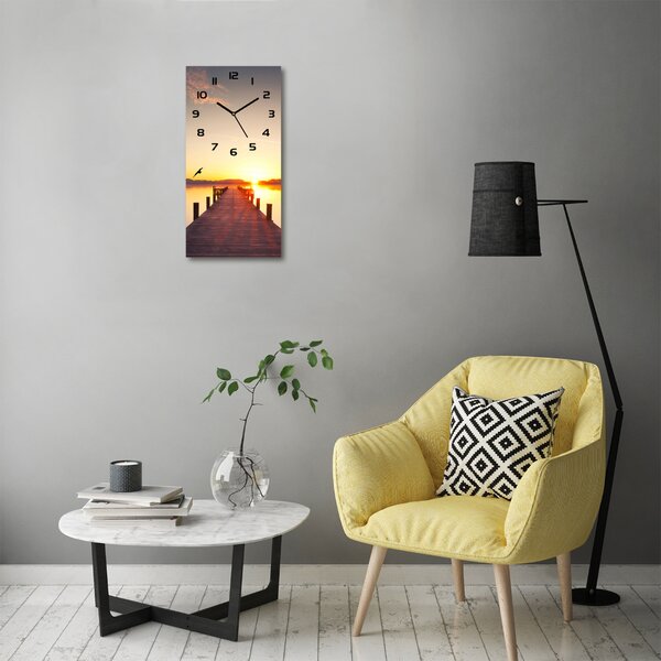 Nástěnné hodiny Západ slunce molo pl_zsp_30x60_c-f_86450983