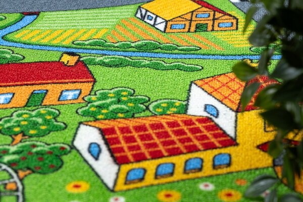 Kobercový ráj Kulatý dětský koberec LITTLE VILLAGE Uličky Rozměr: průměr 100 cm