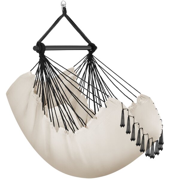 Tectake Závěsné křeslo Malika, boho styl, nosnost 150 kg - béžová