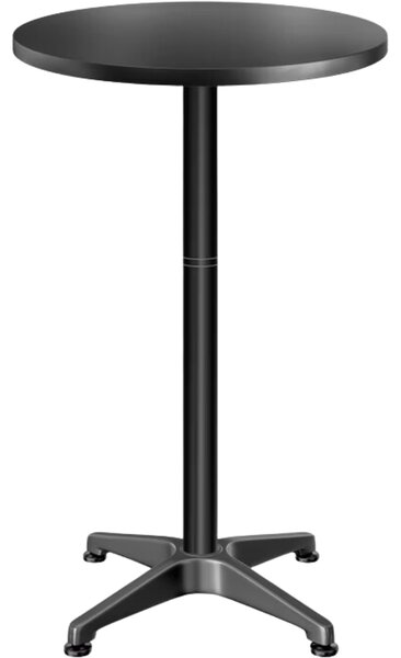Výškově nastavitelný hliníkový barový stůl NERO, Ø60cm, černá Casaria
