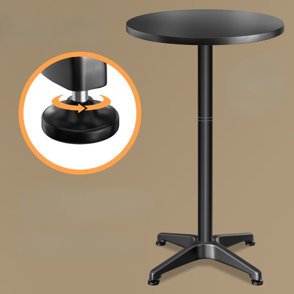 Výškově nastavitelný hliníkový barový stůl NERO, Ø60cm, černá Casaria