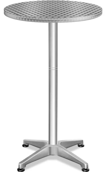 Výškově nastavitelný hliníkový barový stůl NERO, Ø60cm, stříbrná Casaria