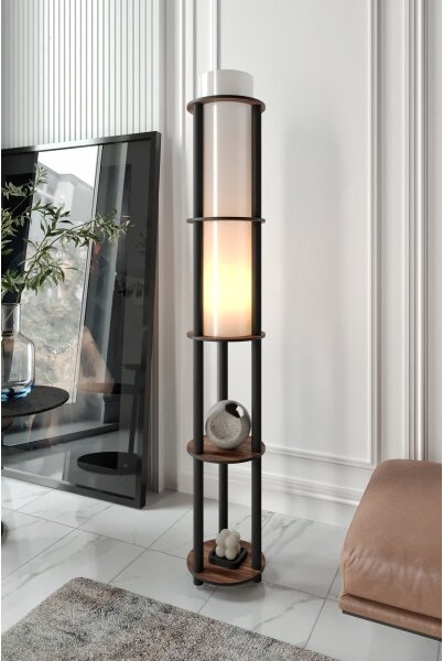 Stojací lampa s poličkami NOTO 1xE27/40W/230V hnědá/černá