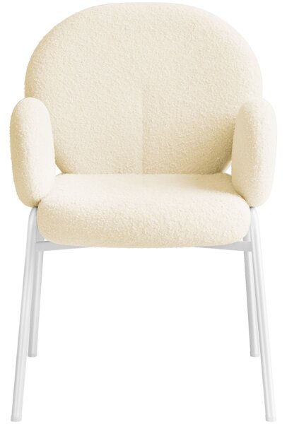 Tectake Křeslo Scandi čalouněné, látka buklé - krémová, Sada 2 kusů