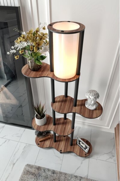Stojací lampa s poličkami NOTO 1xE27/40W/230V hnědá/černá