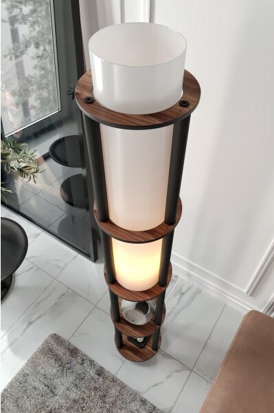 Stojací lampa s poličkami NOTO 1xE27/40W/230V hnědá/černá