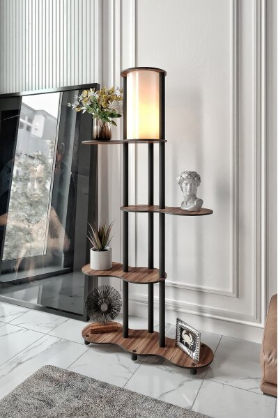 Stojací lampa s poličkami NOTO 1xE27/40W/230V hnědá/černá