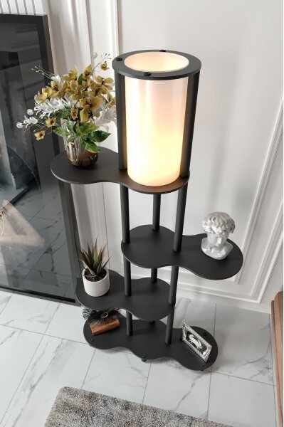 Stojací lampa s poličkami NOTO 1xE27/40W/230V černá