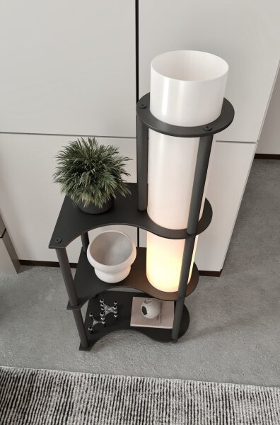 Stojací lampa s poličkami NOTO 1xE27/40W/230V černá