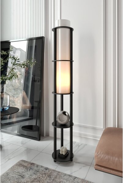 Stojací lampa s poličkami NOTO 1xE27/40W/230V černá