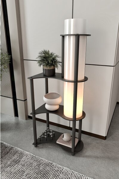 Stojací lampa s poličkami NOTO 1xE27/40W/230V černá