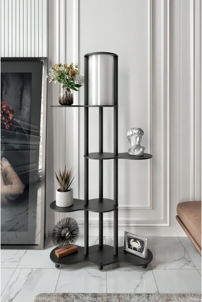 Stojací lampa s poličkami NOTO 1xE27/40W/230V černá