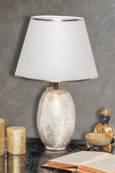 Stolní lampa RAMZES 1xE27/40W/230V krémová/zlatá