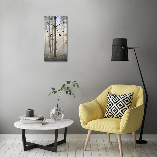 Nástěnné skleněné hodiny Mlha v lese pl_zsp_30x60_c-f_98968412