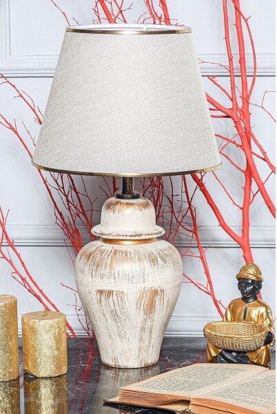 Stolní lampa RAMZES 1xE27/40W/230V krémová/zlatá
