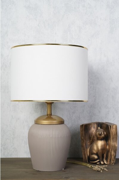 Stolní lampa RAMZES 1xE27/40W/230V bílá/béžová
