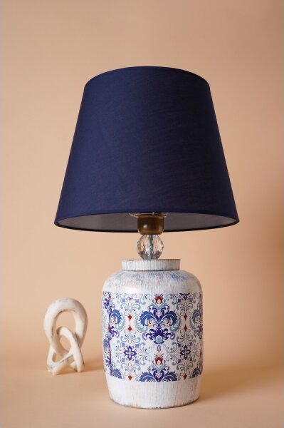 Stolní lampa RAMZES 1xE27/40W/230V modrá/bílá