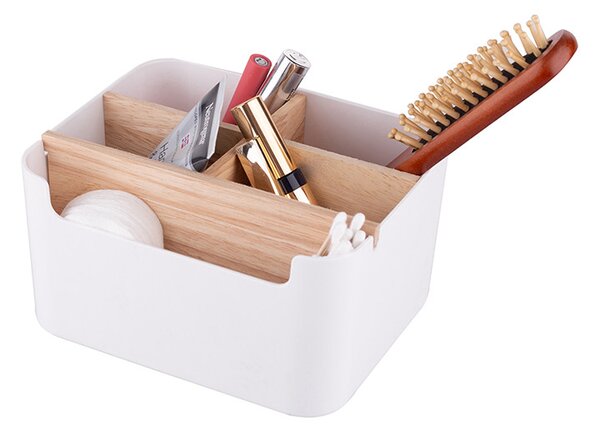 ALTOM Organizér s bambusovými přepážkami, bílý OWELEK, 18x14x10