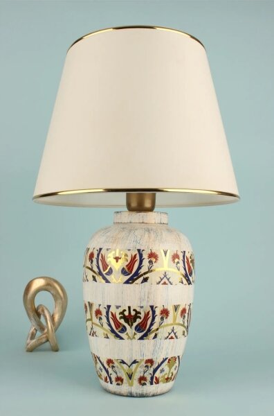 Stolní lampa RAMZES 1xE27/40W/230V krémová/zlatá