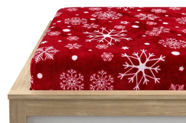 Prostěradlo mikroplyš SNOWFALL 90x200 cm červené