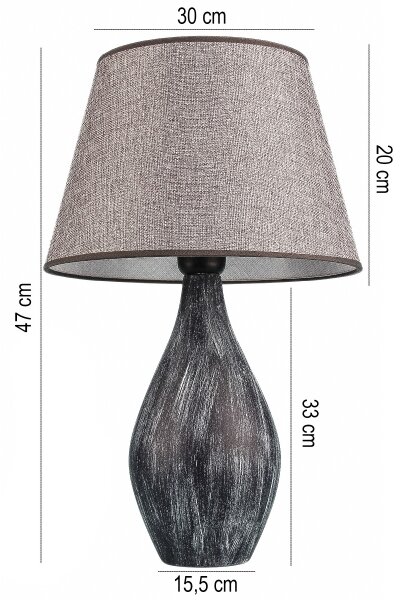 Stolní lampa RAMZES 1xE27/40W/230V šedá
