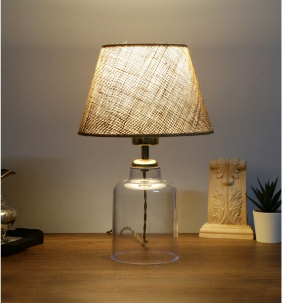 Stolní lampa AYD 1xE27/40W/230V hnědá/čirá