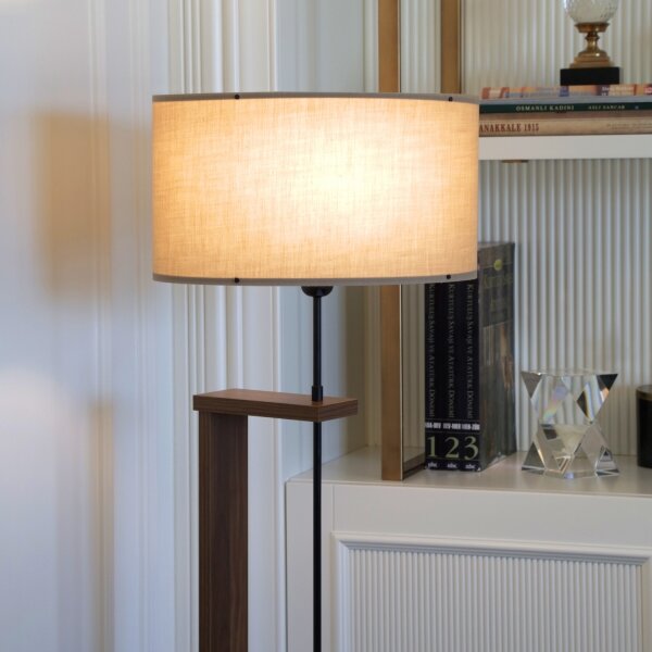 Stojací lampa AYD 1xE27/40W/230V béžová/hnědá