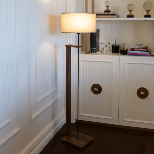 Stojací lampa AYD 1xE27/40W/230V béžová/hnědá