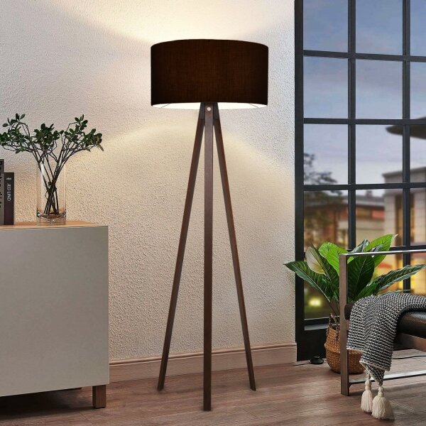 Stojací lampa AYD 1xE27/40W/230V černá/hnědá