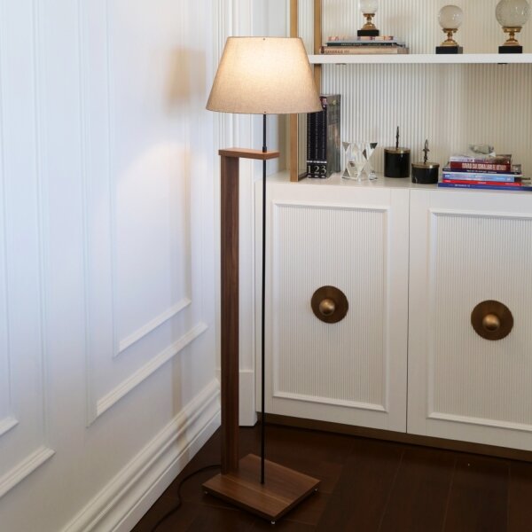 Stojací lampa AYD 1xE27/40W/230V béžová/hnědá