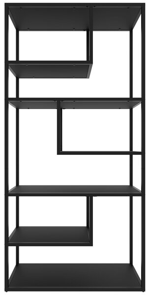 Tectake Stojanová police Venda se 6 přihrádkami, industriální vzhled, 85x35x188cm - černá