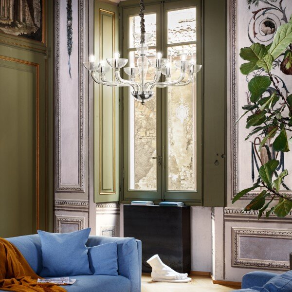 Závěsné svítidlo / Luster Ideal lux 044255 CASANOVA SP8 trasparente 8xE14 40W chrom