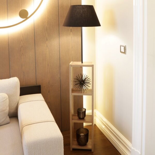Stojací lampa AYD 1xE27/40W/230V hnědá/černá