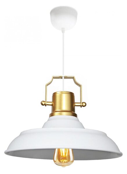 Lustr na lanku AYD 1xE27/40W/230V bílá/zlatá