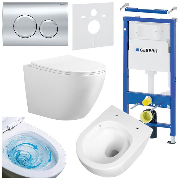 BPS-koupelny Podomítkový modul Geberit DuoFix s WC mísou FW-WH-TR-03 + ovládací tlačítko Delta 01 chrom