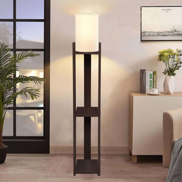 Stojací lampa AYD 1xE27/40W/230V hnědá/krémová
