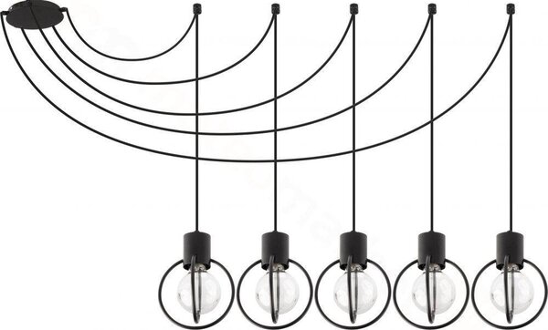 Závěsné moderní osvětlení AURA KOLO, 5xE27, 60W, černé