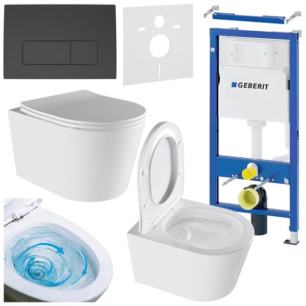 BPS-koupelny Podomítkový modul Geberit DuoFix s WC mísou EL-WH-03 + ovládací tlačítko Delta 50 černá mat